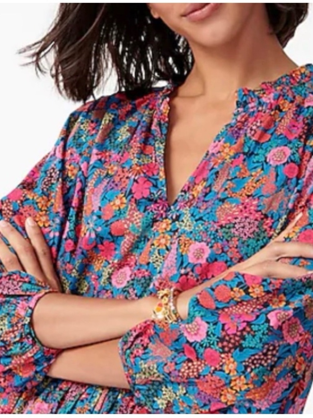 Ruffleneck Tiered Popover Liberty® Ciara Dress. Size S - Picture 3 of 12